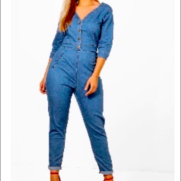 boohoo denim jumpsuit